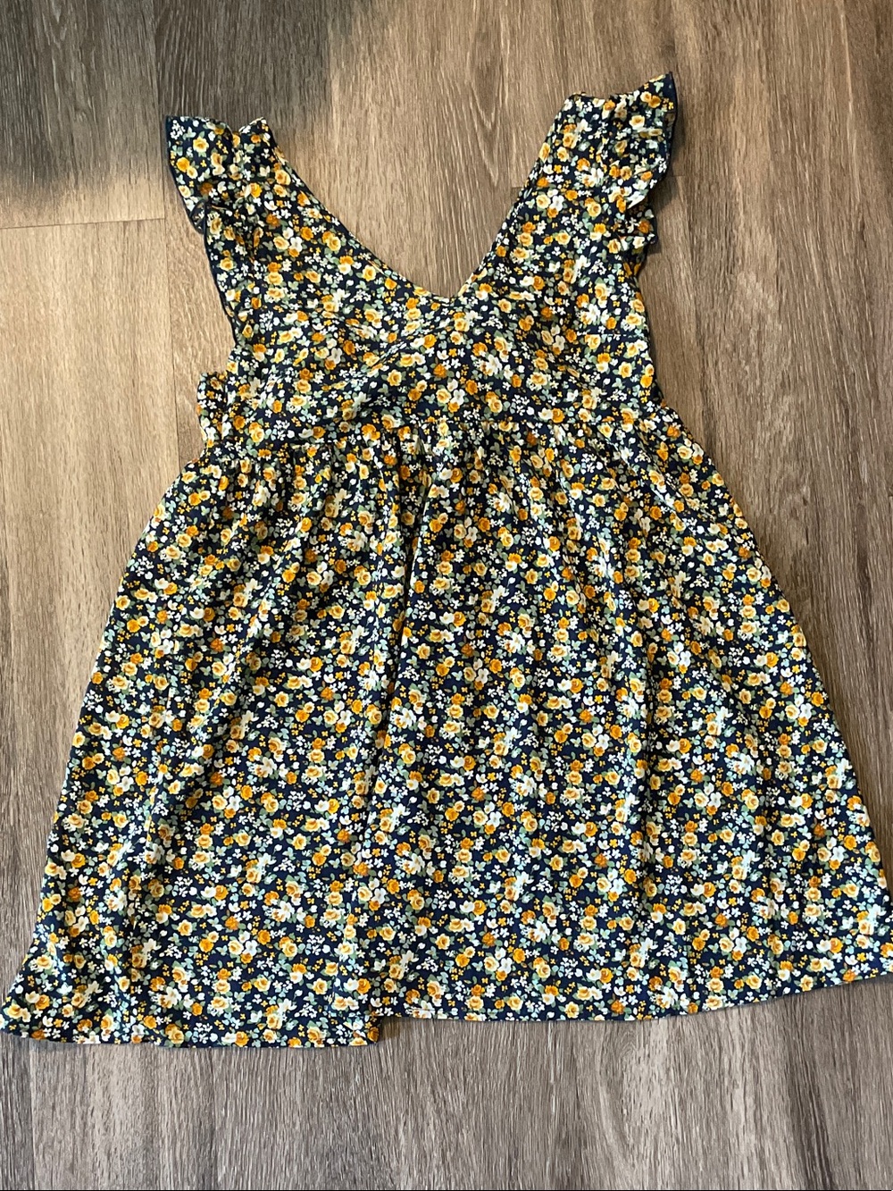 SHEIN Navy Floral Midi Dress with Yellow & White Flowers